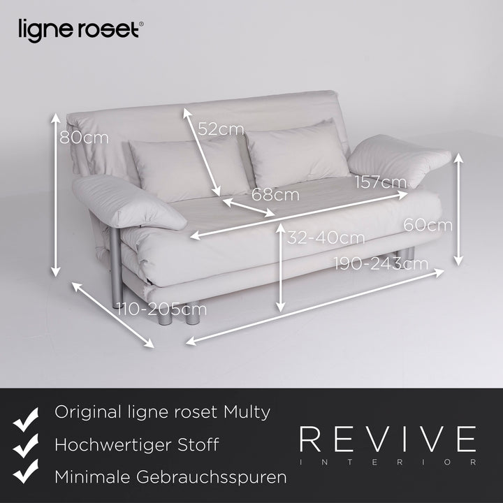 Ligne Roset Multy Designer Fabric Sofa Gray Three Seater Couch Sofa Bed Feature #8170