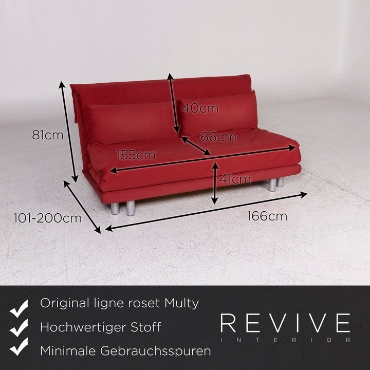 ligne roset Multy designer fabric sofa red three-seater incl. sofa bed function #10083