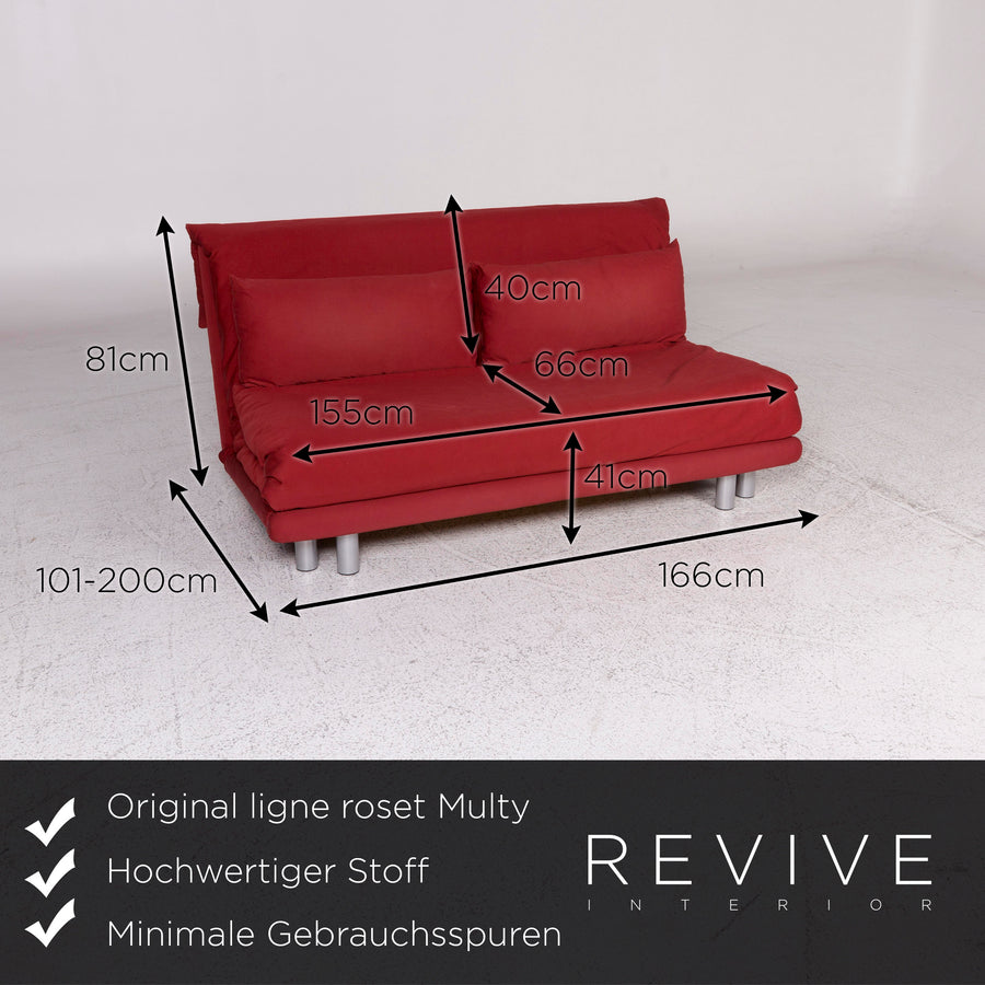 ligne roset Multy designer fabric sofa red three-seater incl. sofa bed function #10083