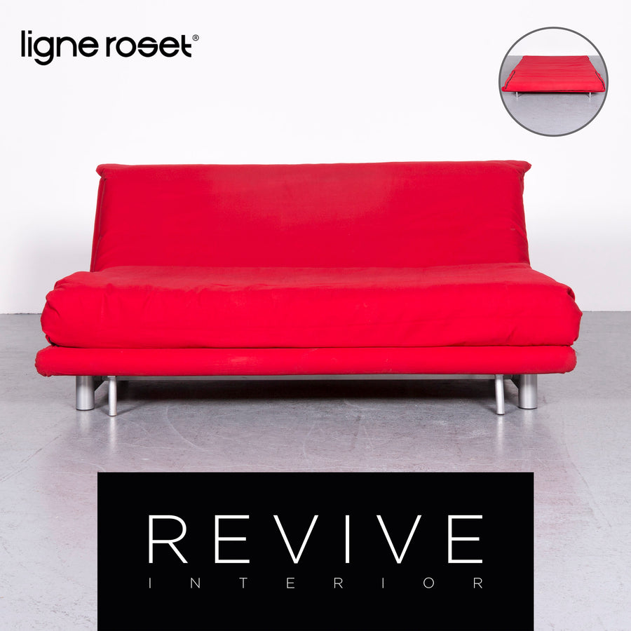 Ligne Roset Multy Designer Fabric Sofa Red Three Seater Sofa Bed Feature #6986