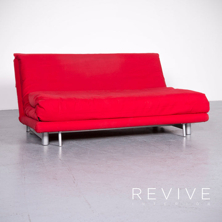 Ligne Roset Multy Designer Fabric Sofa Red Three Seater Sofa Bed Feature #6986