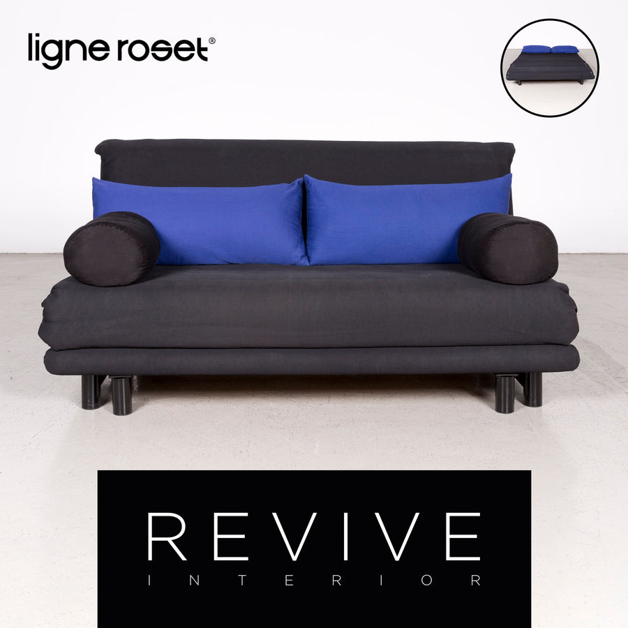 Ligne Roset Multy Designer Fabric Sofa Black Three Seater Couch Sleep Bed Feature #7744