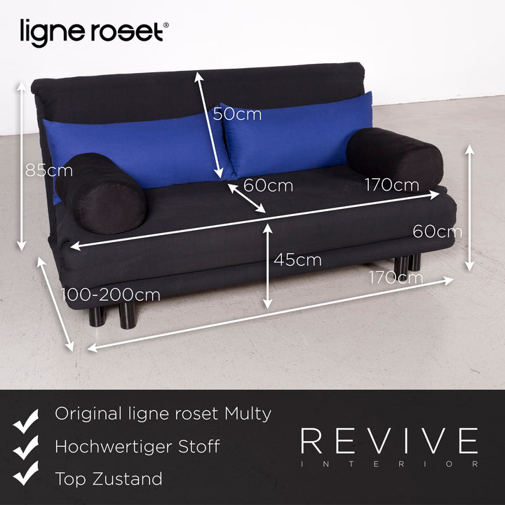 Ligne Roset Multy Designer Fabric Sofa Black Three Seater Couch Sleep Bed Feature #7744