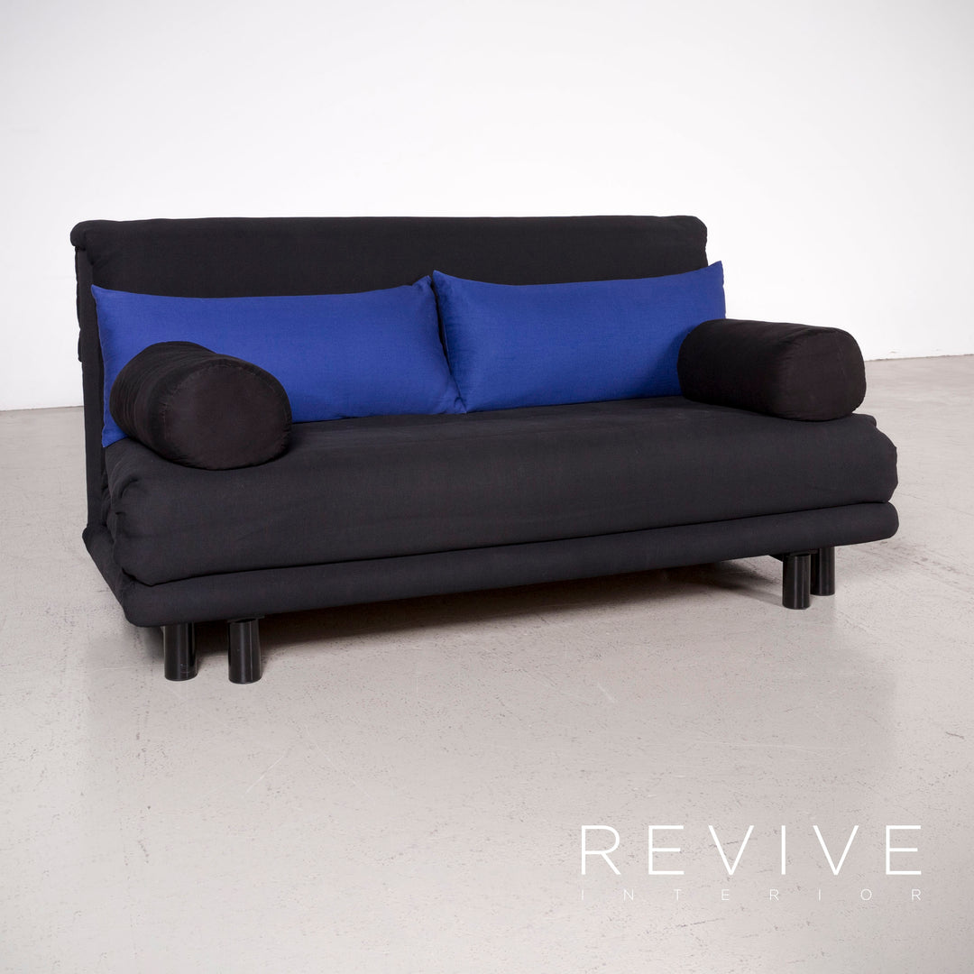 Ligne Roset Multy Designer Fabric Sofa Black Three Seater Couch Sleep Bed Feature #7744