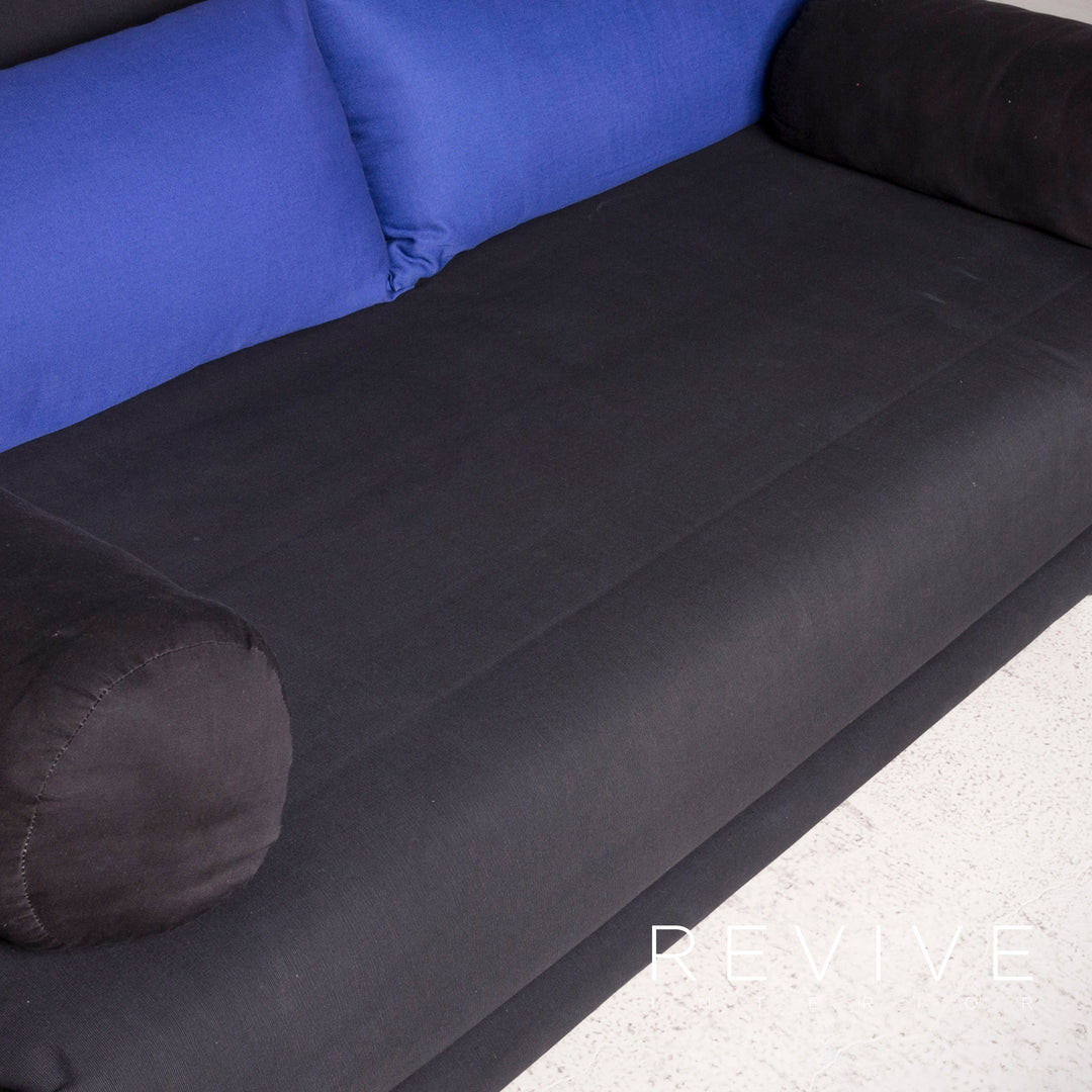 Ligne Roset Multy Designer Fabric Sofa Black Three Seater Couch Sleep Bed Feature #7744