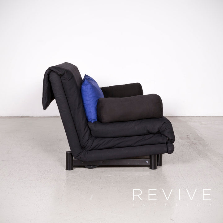 Ligne Roset Multy Designer Fabric Sofa Black Three Seater Couch Sleep Bed Feature #7744