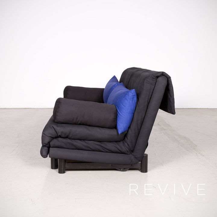Ligne Roset Multy Designer Fabric Sofa Black Three Seater Couch Sleep Bed Feature #7744