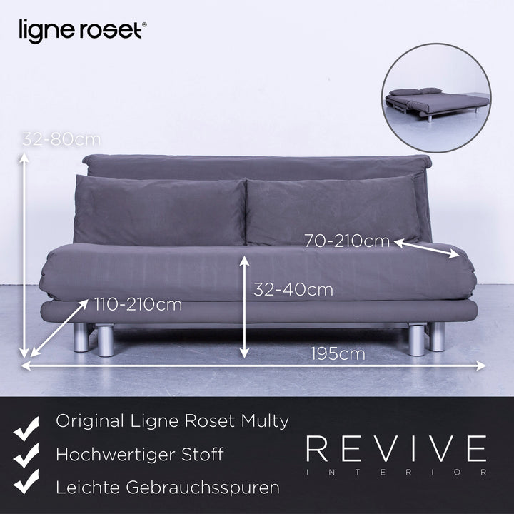 Ligne Roset Multy Sofa Bed Fabric Gray Three Seater Couch Feature #5734