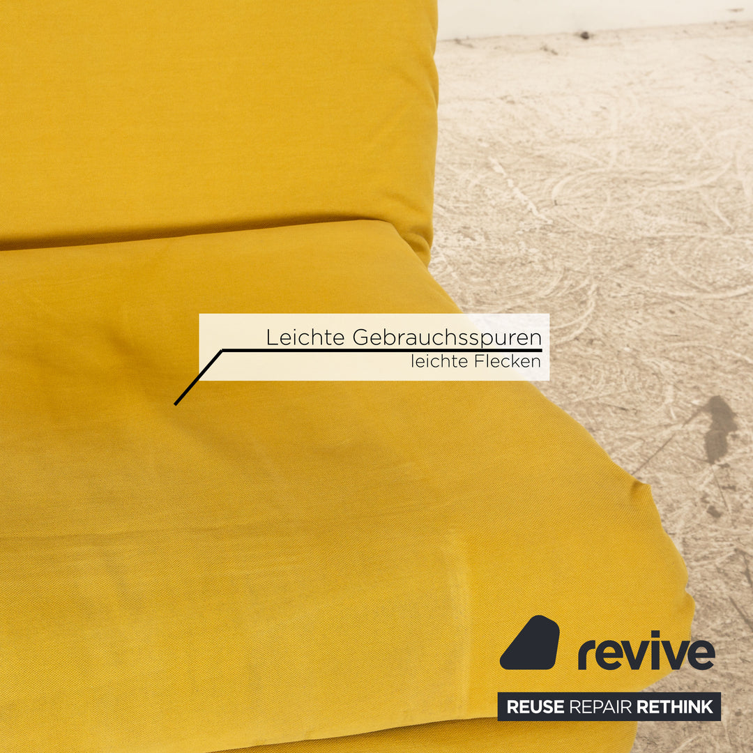 ligne roset Multy fabric three-seater yellow sofa bed manual function