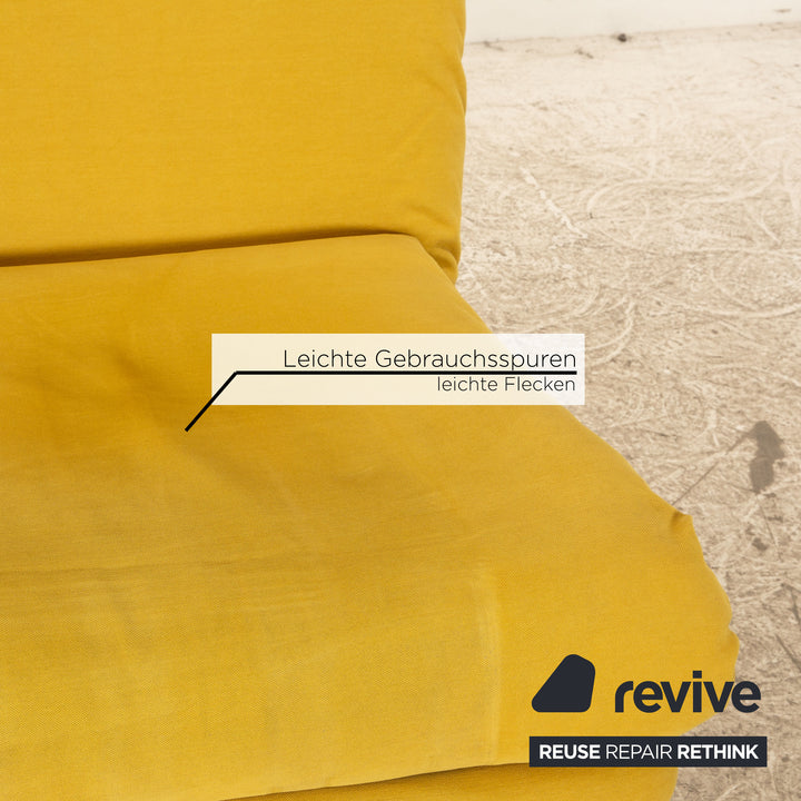 ligne roset Multy fabric three-seater yellow sofa bed manual function