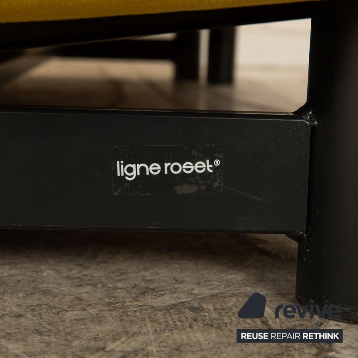 ligne roset Multy fabric three-seater yellow sofa bed manual function