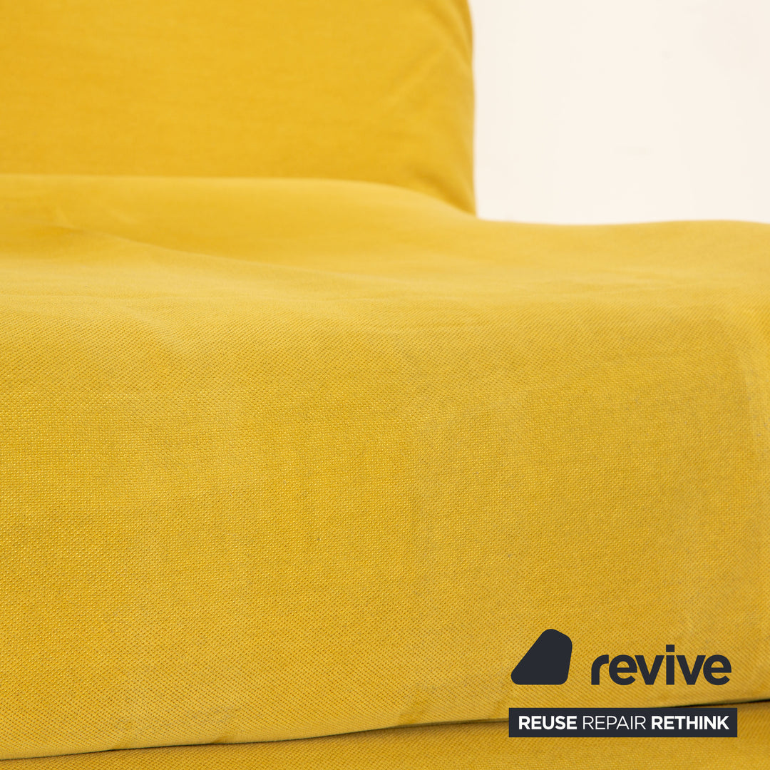 ligne roset Multy fabric three-seater yellow sofa bed manual function