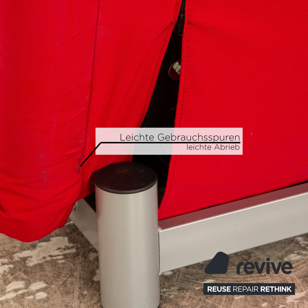 ligne roset Multy fabric three-seater red sofa couch manual function sleep function