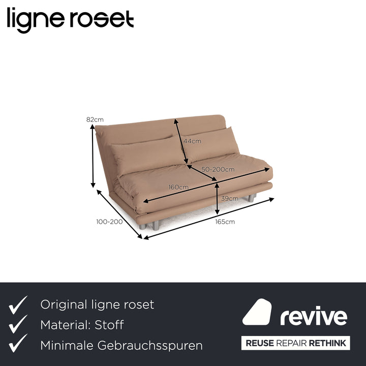 Ligne Roset Multy Fabric Sofa Beige Three Seater Couch Sleep Function