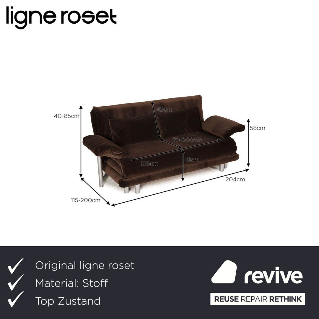 Ligne Roset Multy fabric sofa brown three-seater couch function sleep function