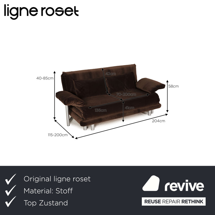 Ligne Roset Multy fabric sofa brown three-seater couch function sleep function