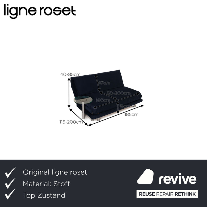 Ligne Roset Multy fabric sofa dark blue three-seater couch function sleeping function