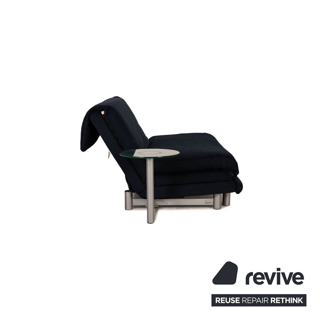 Ligne Roset Multy fabric sofa dark blue three-seater couch function sleeping function