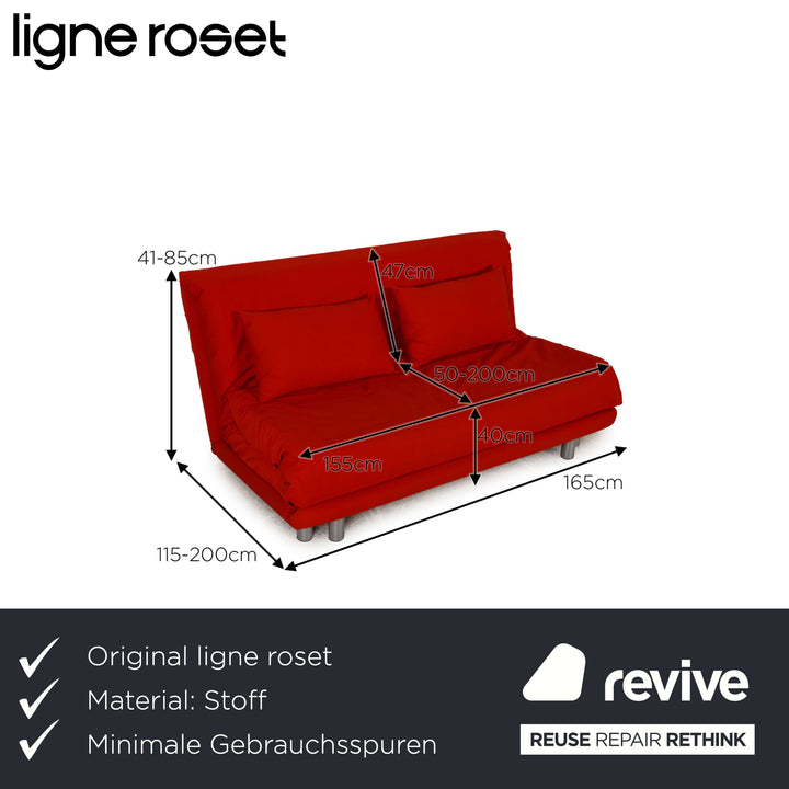 Ligne Roset Multy fabric sofa red three-seater couch function sleeping function