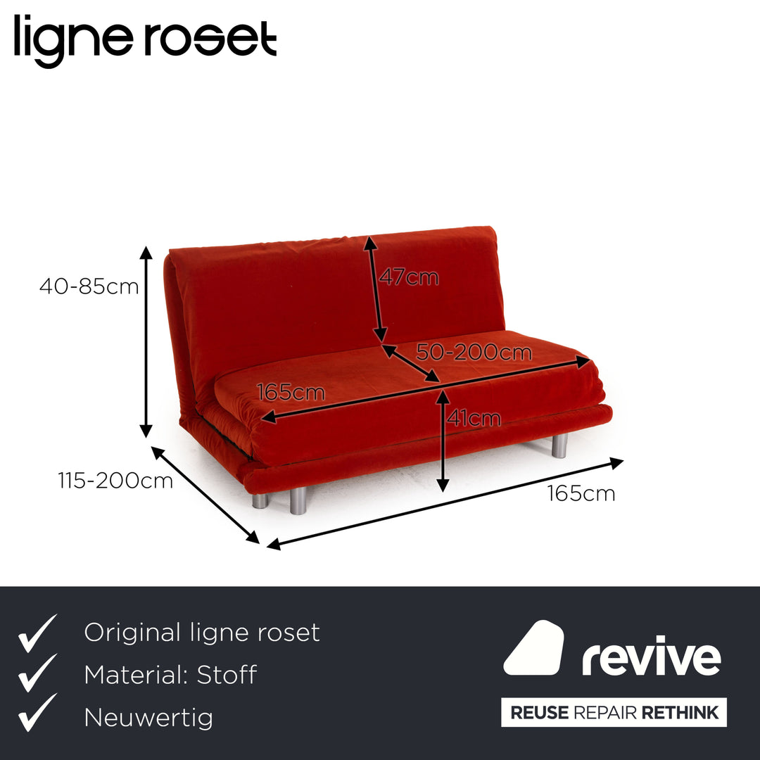 ligne roset Multy Stoff Sofa Rot Dreisitzer Couch Funktion Schlaffunktion