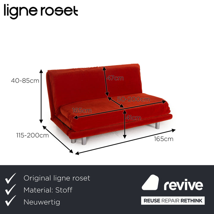 ligne roset Multy Stoff Sofa Rot Dreisitzer Couch Funktion Schlaffunktion