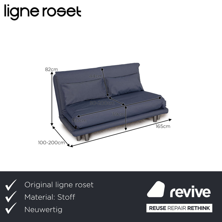 Ligne Roset Multy Fabric Three Seater Blue Sofa Couch Sofa Bed Reupholstered
