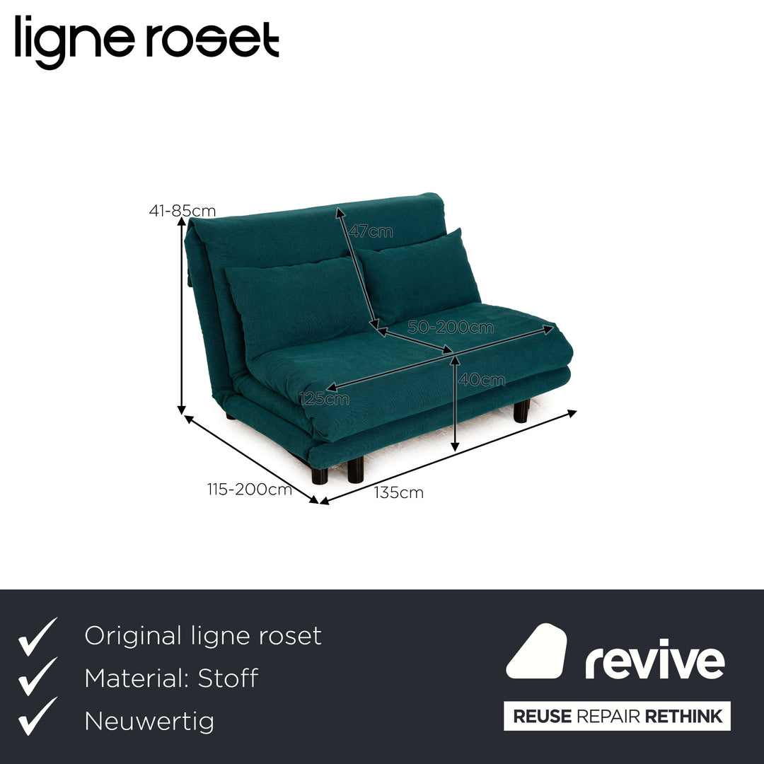 ligne roset Multy fabric two-seater green turquoise sleeping function new cover