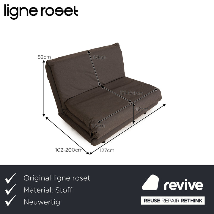 Ligne Roset Multy Zweisitzer Schlafsofa Couch Sofa manuelle Funktion Grau Braun