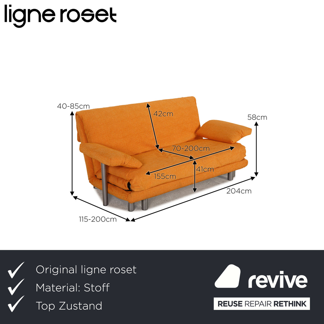 Ligne Roset Multy three-seater sofa bed fabric Couch Orange reupholstered