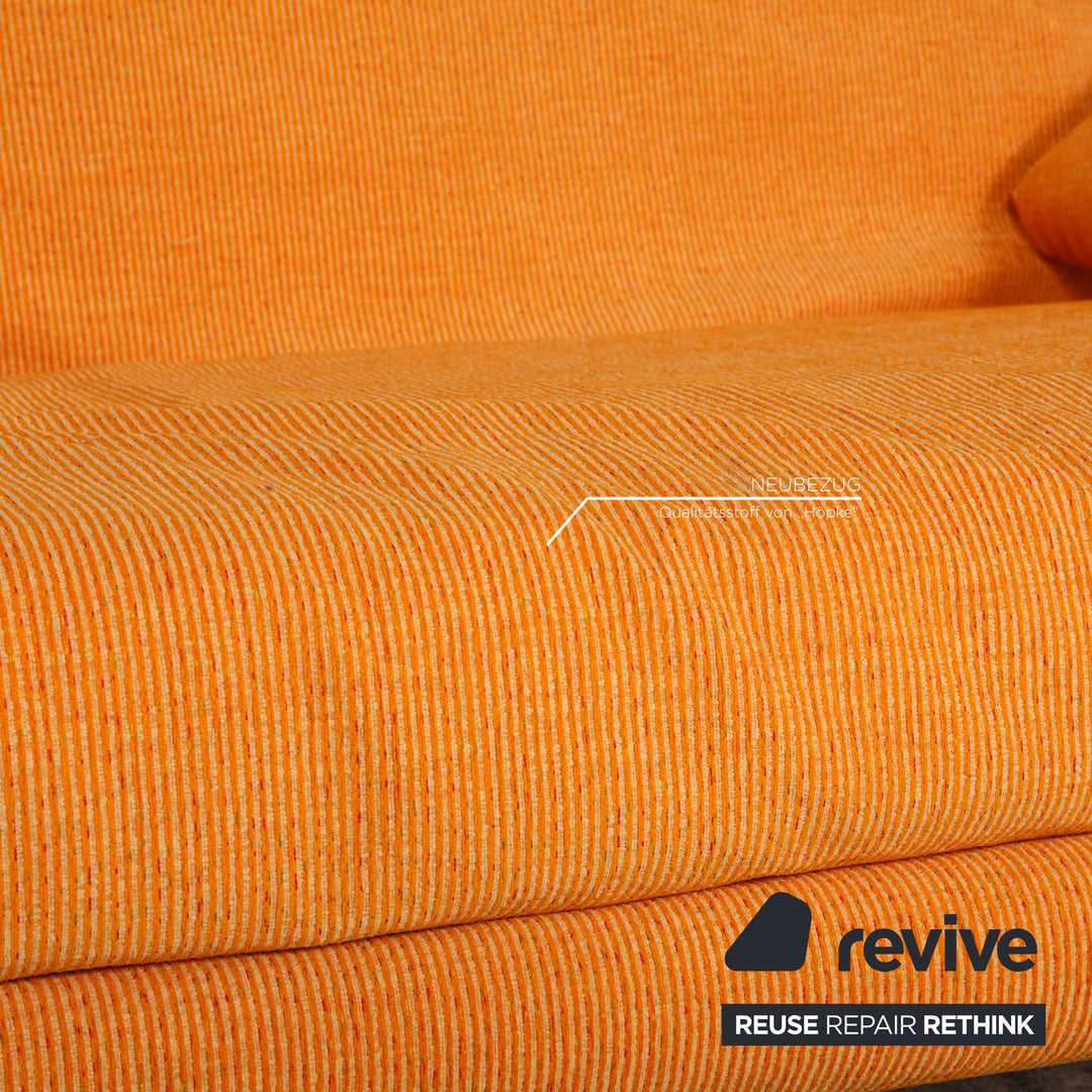 Ligne Roset Multy three-seater sofa bed fabric Couch Orange reupholstered