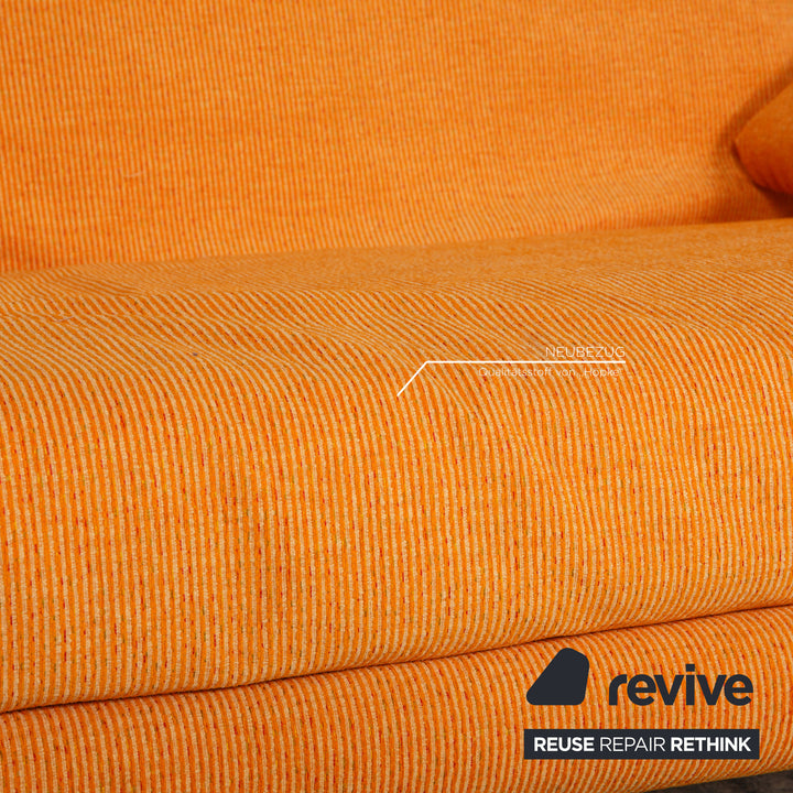 Ligne Roset Multy three-seater sofa bed fabric Couch Orange reupholstered