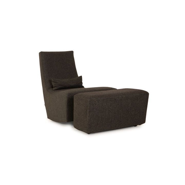 ligne roset neo fabric armchair gray incl. footstool