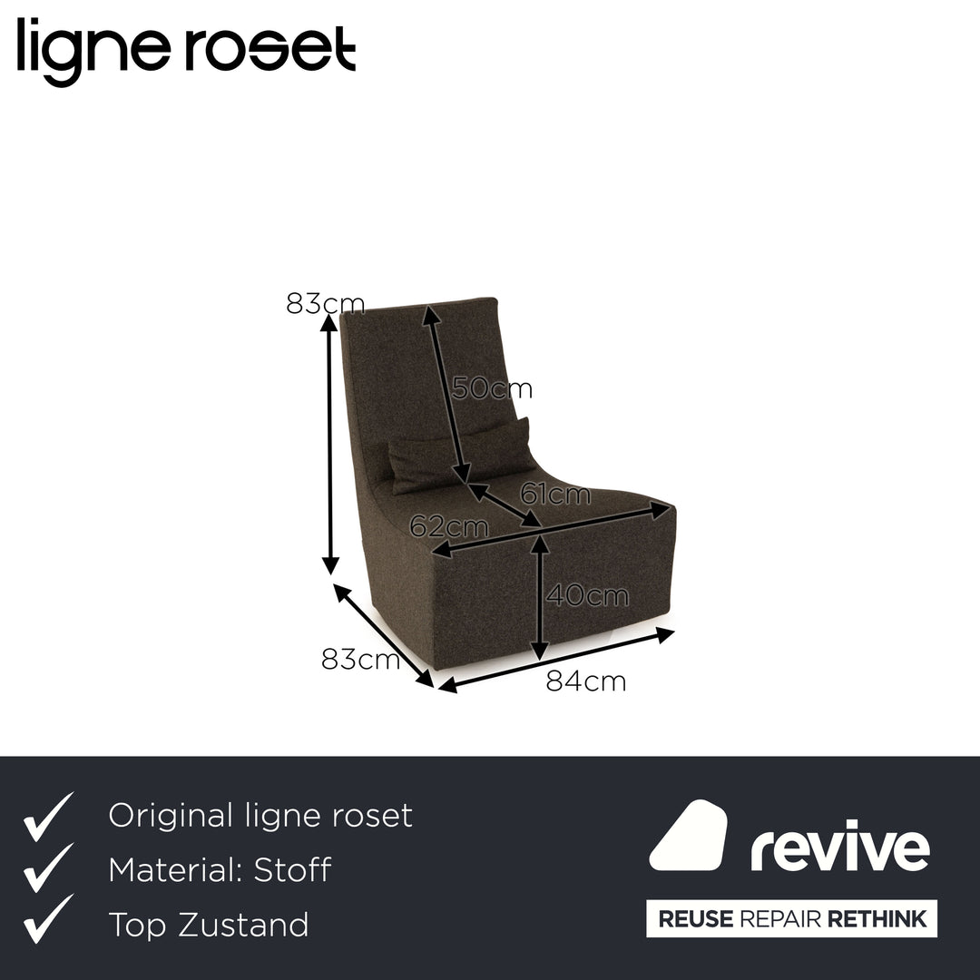 ligne roset neo fabric armchair gray incl. footstool