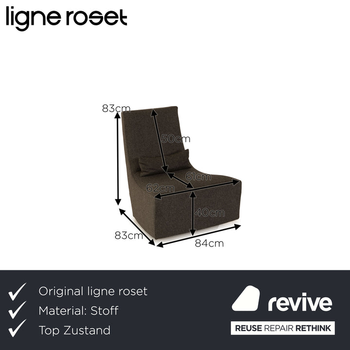 ligne roset neo fabric armchair gray incl. footstool