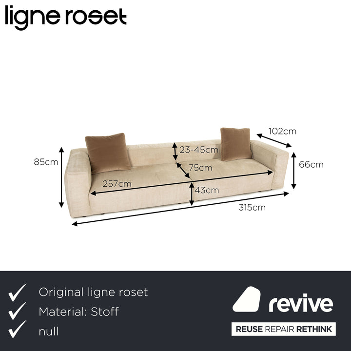 Ligne Roset Nils fabric sofa set cream 1x four-seater 1x stool