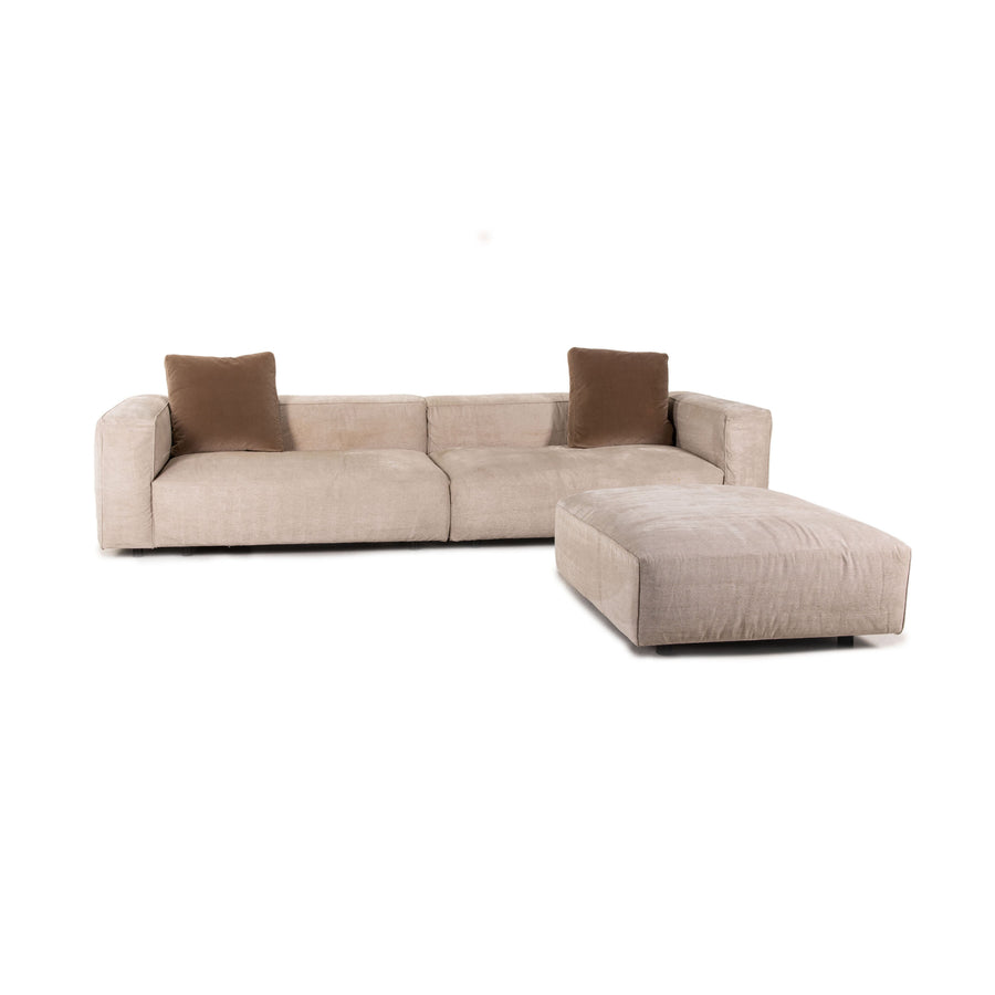 Ligne Roset Nils fabric sofa set cream 1x four-seater 1x stool