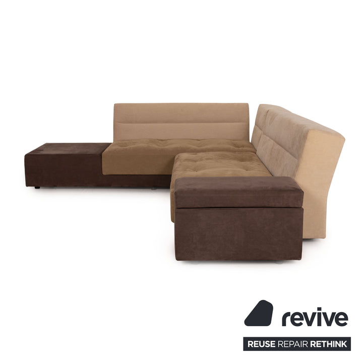 Ligne Roset Patchwork Alcantara Stoff Ecksofa Beige Braun Couch Sofa