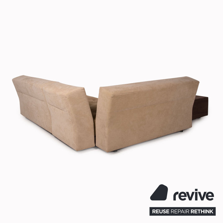 Ligne Roset Patchwork Alcantara Stoff Ecksofa Beige Braun Couch Sofa
