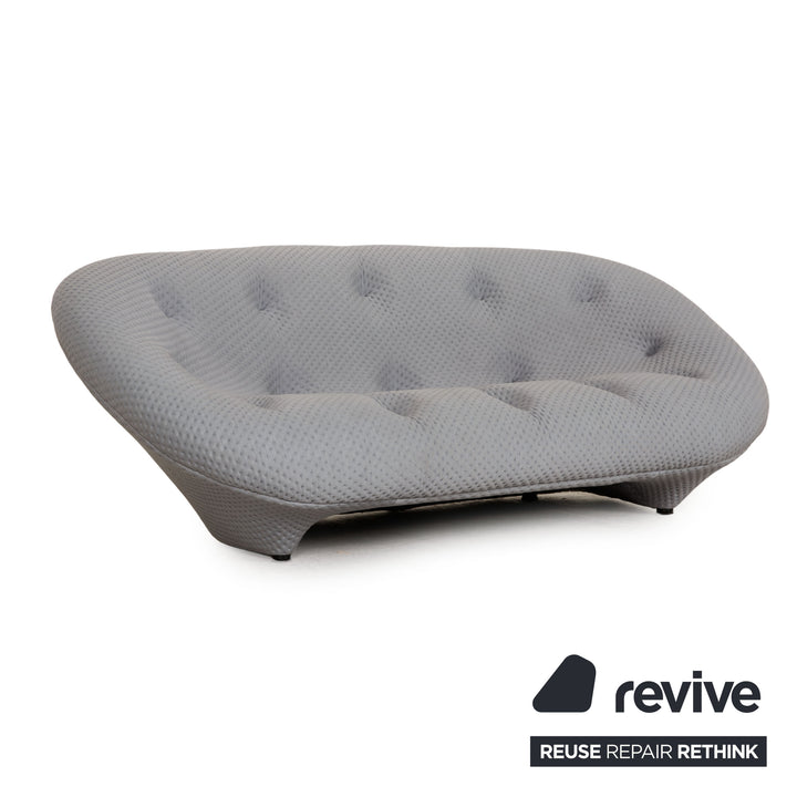 Ligne Roset Ploum Fabric Sofa Ice Blue Gray Two Seater Couch