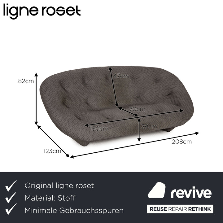 Ligne Roset Ploum Fabric Sofa Gray Two Seater Couch
