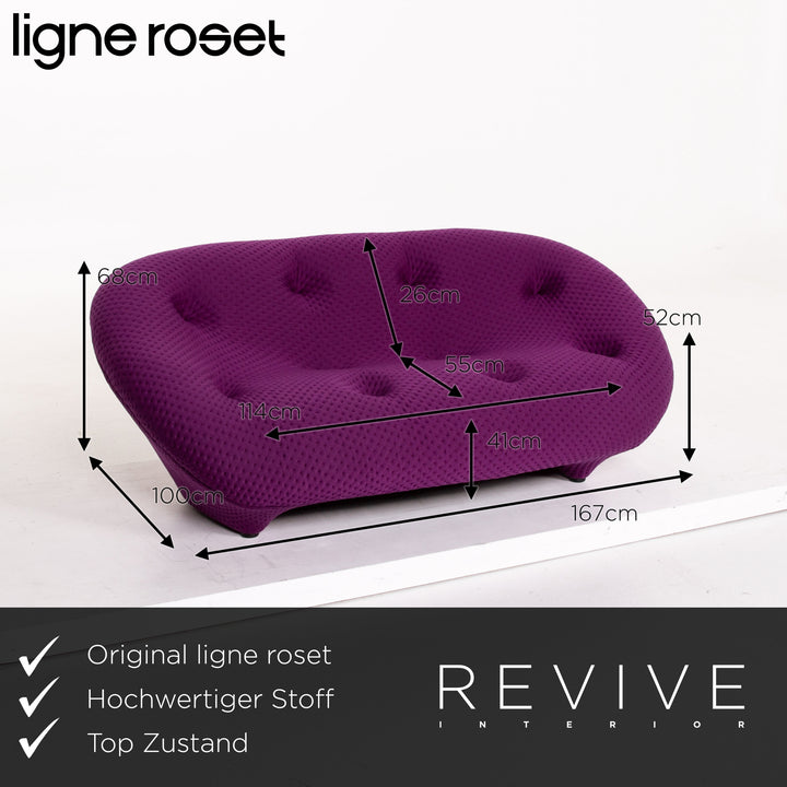 ligne roset Ploum Fabric Sofa Purple Two Seater Couch #13641