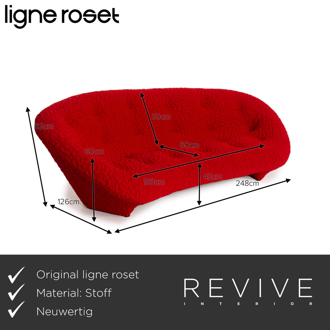 ligne roset Ploum fabric sofa red three seater