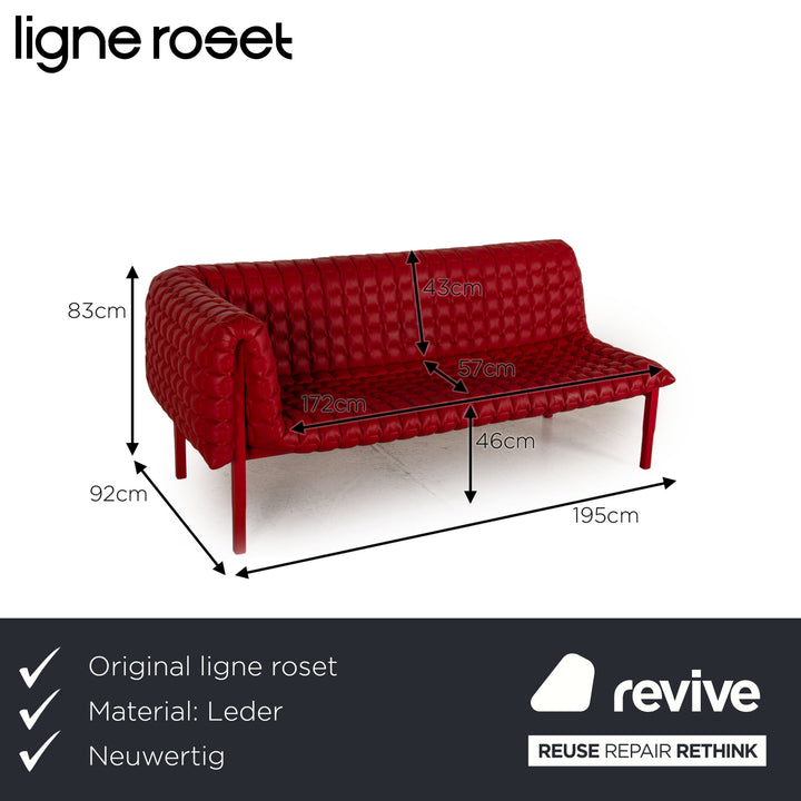 ligne roset Ruché Leather Lounger Red Sofa Couch Meridienne Recamiere