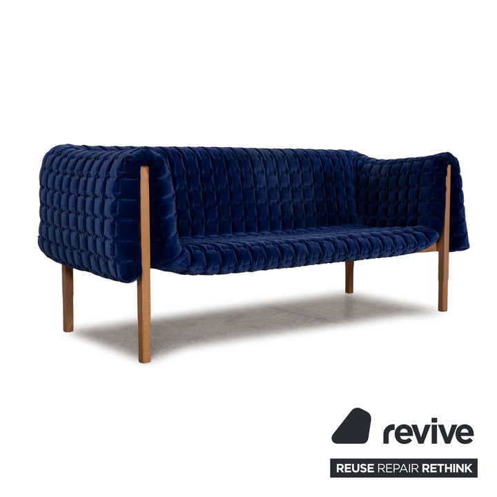 ligne roset Ruché fabric sofa blue three-seater couch