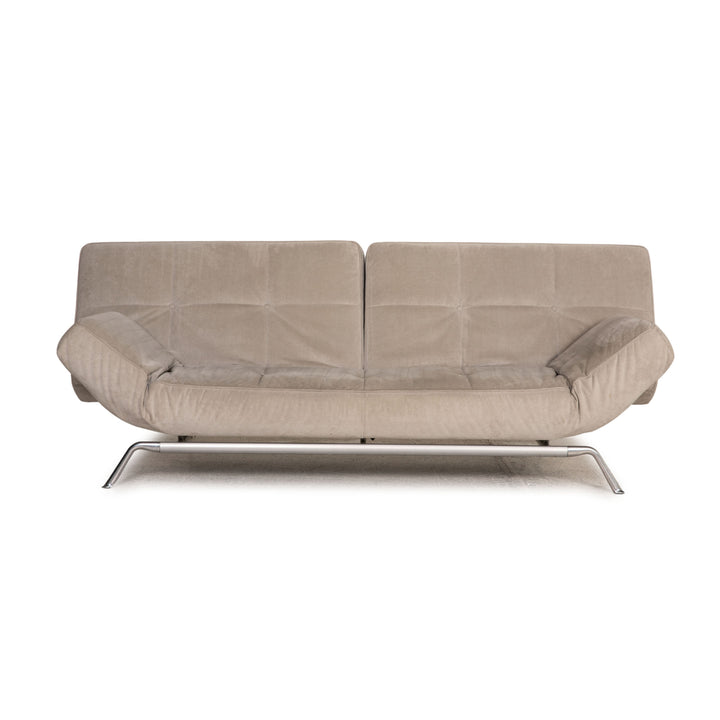 ligne roset Smala Alcantara Sofa Grau Dreisitzer Couch Funktion Schlaffunktion