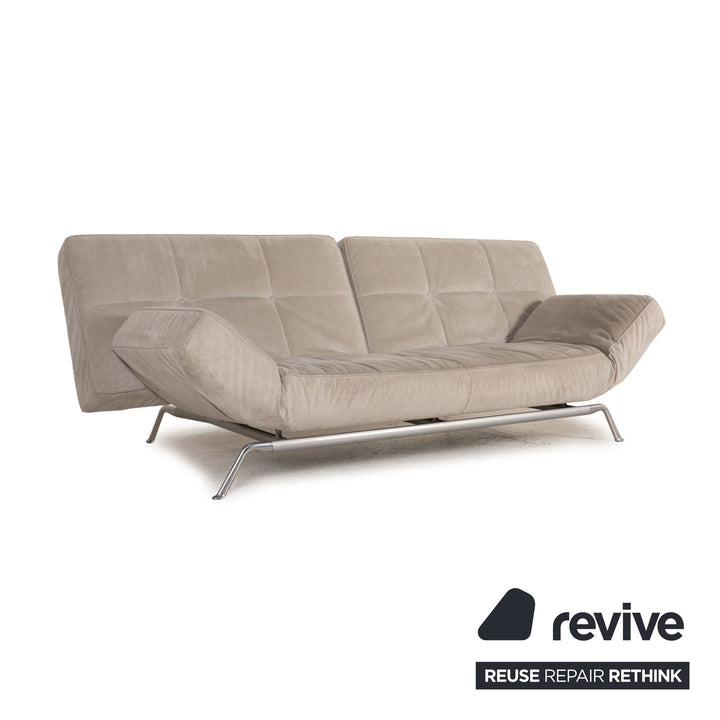 ligne roset Smala Alcantara Sofa Grau Dreisitzer Couch Funktion Schlaffunktion