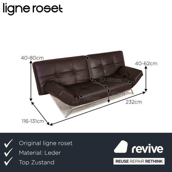 ligne roset Smala Leder Dreisitzer Lila  Sofa Couch Funktion