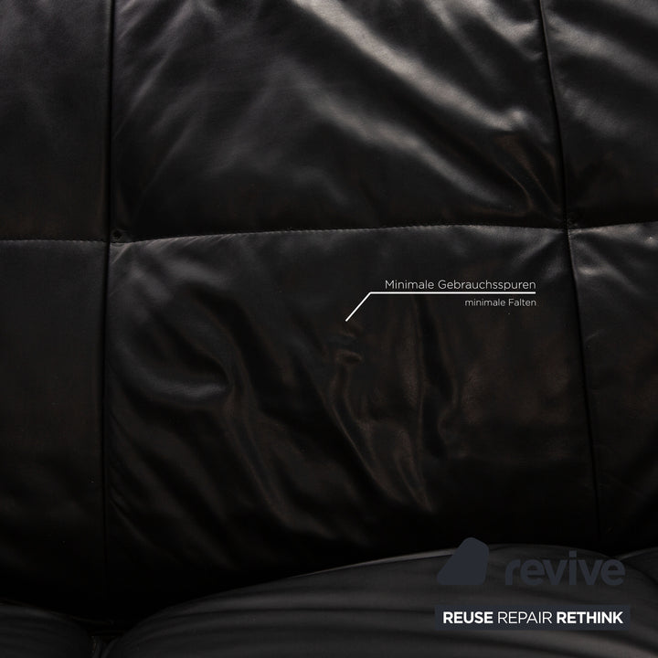 Ligne roset Smala Leder Dreisitzer Schwarz Funktion Sofa Couch