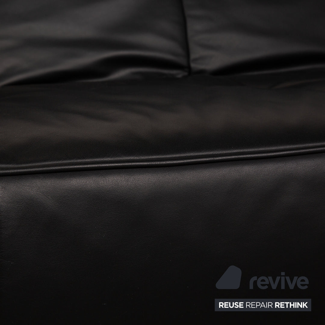 Ligne roset Smala Leder Dreisitzer Schwarz Funktion Sofa Couch