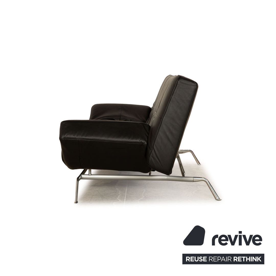 ligne roset Smala Leder Dreisitzer Schwarz manuelle Funktion Sofa Couch Schlaffunktion